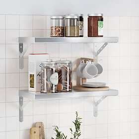 vidaXL Wall Shelves 2 pcs 50x23.5x3 cm Silver Stainless Steel 30286