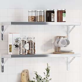 vidaXL Hyllfästen 4 st 23,5x2,5x15,5 cm silver rostfritt stål 30298