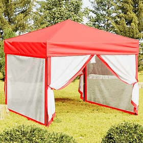 vidaXL Hopfällbart partytält med sidoväggar röd 3x3 m 93534