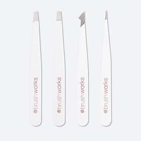 Brushworks HD Combination White Tweezer Set