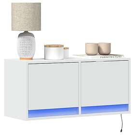 vidaXL Väggmonterad tv-bänk LEDs vit 80x31x35 cm 852355