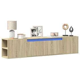 vidaXL Väggmonterad tv-bänk LEDs sonoma-ek 180x31x39,5 cm 3307956
