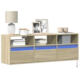 vidaXL Väggmonterad tv-bänk LEDs sonoma-ek 130x31x45 cm 852343