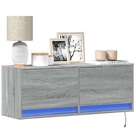 vidaXL Väggmonterad tv-bänk LED grå sonoma 100x31x35 cm 852367