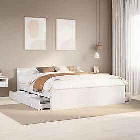 vidaXL Sängram utan madrass med huvudgavel vit 180x200 cm massiv furu