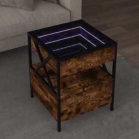 vidaXL Soffbord med Infinity LEDs rökfärgad ek 40x40x51 cm