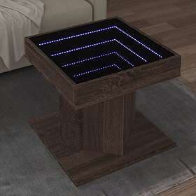 vidaXL Soffbord med LEDs brun ek 50x50x45 cm konstruerat trä