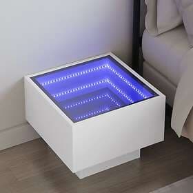vidaXL Sängbord med Infinity LEDs vit 40x40x30 cm