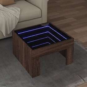 vidaXL Soffbord med Infinity LEDs brun ek 50x50x30 cm