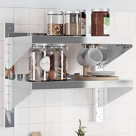 vidaXL Wall Shelves 2 Tiers 50x30x60 cm Silver Stainless Steel