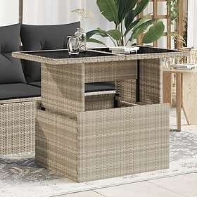 vidaXL Garden Table with glass top light grey 100x55x73 cm polyrattan
