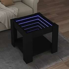 vidaXL Soffbord med LEDs svart 53x53x45 cm konstruerat trä