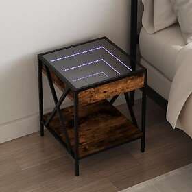 vidaXL Sängbord med Infinity LEDs rökfärgad ek 40x40x49 cm