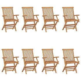 vidaXL Hopfällbara trädgårdsstolar 8 st massiv teak