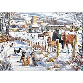 Festive Snowy Lane Traditional Christmas Advent Calendar With Pictures