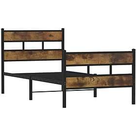 vidaXL Sängram utan madrass metall rökfärgad ek 90x200 cm