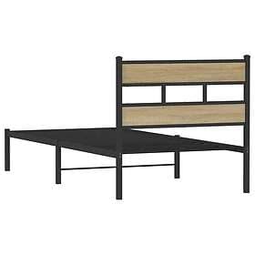 vidaXL Sängram utan madrass metall sonoma-ek 75x190 cm