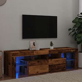 vidaXL TV-Lift TV Stand with LED lights aged wood 140x36.5x40 cm engineered wood