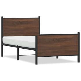 vidaXL Sängram utan madrass metall brun ek 80x200 cm