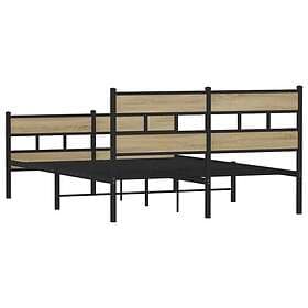 vidaXL Sängram utan madrass metall sonoma-ek 140x200 cm
