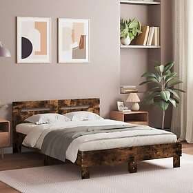 vidaXL Bed Frame with Headboard smoked oak 120x190 cm engineered wood