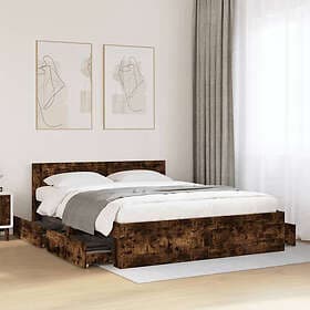 vidaXL Bed Frame 160x200 cm smoked oak engineered wood