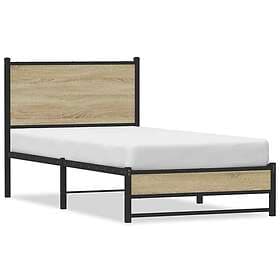 vidaXL Sängram utan madrass metall sonoma-ek 75x190 cm
