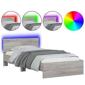 vidaXL Bed Frame with Headboard and LEDs grey sonoma 100x200 cm