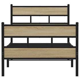 vidaXL Sängram utan madrass metall sonoma-ek 107x203 cm