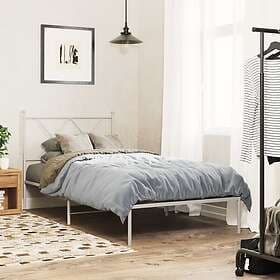 vidaXL Sängram med huvudgavel metall vit 90x190 cm