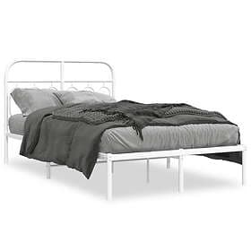 vidaXL Sängram med huvudgavel metall vit 120x190 cm