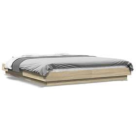 vidaXL Sängram med LEDs sonoma-ek 150x200 cm konstruerat trä