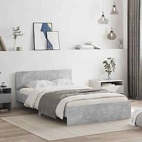 vidaXL Bed Frame with headboard concrete grey 120x190 cm
