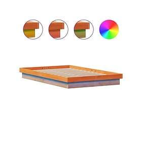 vidaXL Sängram med LED vaxad brun 120x200 cm massiv furu