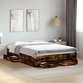 vidaXL Bed Frame with drawers smoked oak 120x190 cm engineered wood