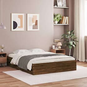 vidaXL Bed Frame with drawers brown oak 135x190 cm engineered wood