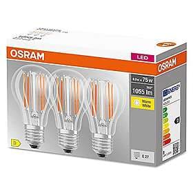 Osram LED BASE CLASSIC A LED-lampa, Varm Vit, 3 stycken