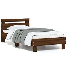vidaXL Bed Frame with headboard and LEDs brown oak 75x190 cm