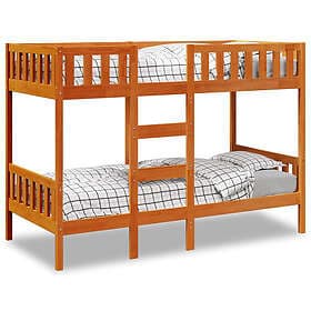 vidaXL Våningssäng vaxad brun 90x190 cm massiv furu