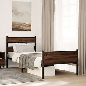 vidaXL Sängram utan madrass brun ek 107x200 cm konstruerad trä 4017340