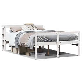 vidaXL Seniorsäng med sänggavel vit 150x200 cm massiv furu