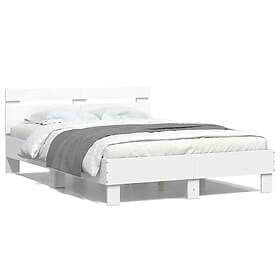 vidaXL Sängram med huvudgavel vit 135x190 cm konstruerat trä