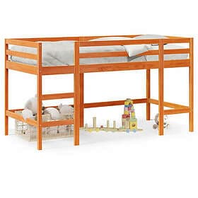 vidaXL Loft Bed with ladder wax brown 90x190 cm solid pine