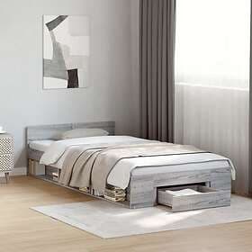 vidaXL Bed Frame with drawer grey sonoma 90x190 cm engineered wood