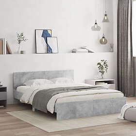 vidaXL Sängram med huvudgavel betonggrå 140x200 cm