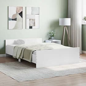 vidaXL Sängram med huvudgavel och fotgavel vit 120x190 cm