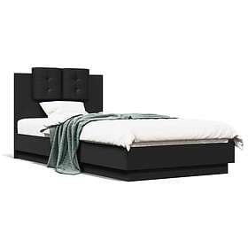 vidaXL Sängram med huvudgavel svart 75x190 cm konstruerad trä