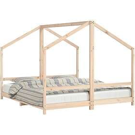 vidaXL Sängram för barnsäng 2x(90x200) cm massiv furu