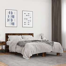 vidaXL Bed Frame smoked oak 120x200 cm engineered wood and metal
