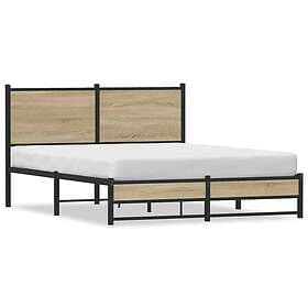 vidaXL Sängram med huvudgavel metall sonoma-ek 137x190 cm
